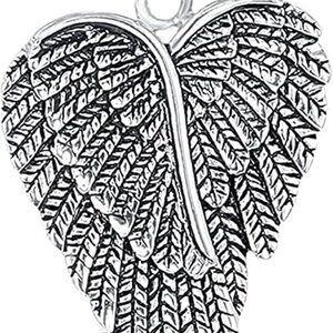 Sterling Silver Angel Wing Heart Necklace - Simulated White, Pink or Blue Opal -